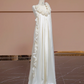 Off-white halter-neck straight long ball gown, bridal dress R8318