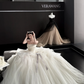 White tube top slim waist puffy skirt tulle bridal dress R6041