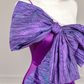 Purple halter neckline, bow-tie, fitted long ball gown R8260