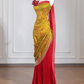Yellow and red embellished strapless waist-cinching long classic ball gown/bridal dress R8240