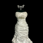 White strapless, fitted waist, pleated, full skirt, long ball gown R6660