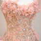 Light pink strapless fitted long ball gown, bridal dress R8896
