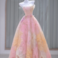 Pink tube top waist slim fit A-line dress ball gown bridal gown R5862
