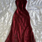 Dark red suspender waist slimming elegant sexy dress, prom dress R5430