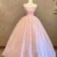 Light pink halter-neck fitted waist puffy princess skirt ball gown/bridal dress R7232