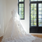 Off-white strapless floral appliqué fitted waist puff skirt long ball gown/bridal dress R8465