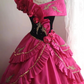 Barbie pink fitted bob with a full skirt, long ball gown, bridal dress R6819