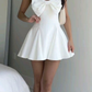 White tube top slim waist A-line short skirt homecoming dress R5509