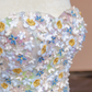 Light blue strapless fitted bodice with floral skirt, ball gown/bridal dress R8347