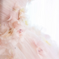 Light pink strapless, fitted waist, full skirt, long ball gown R8435