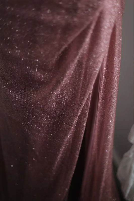 Pink sequined halter-neck fitted long ball gown R6779