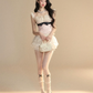 Lace suspenders waist slim cake mini skirt homecoming dress R5270