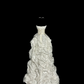 White strapless fitted waist slim-fitting ball gown with retro floral pattern R8109
