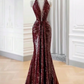 Deep red halter neck, fitted waist, bodycon fishtail long ball gown R6460