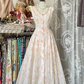 Light pink floral sleeveless fitted A-line long ball gown R7458