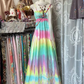 Colorful halter-neck straight skirt long ball gown R7807
