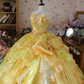 Yellow retro strapless waist-cinching elegant ball gown/bridal dress R7252