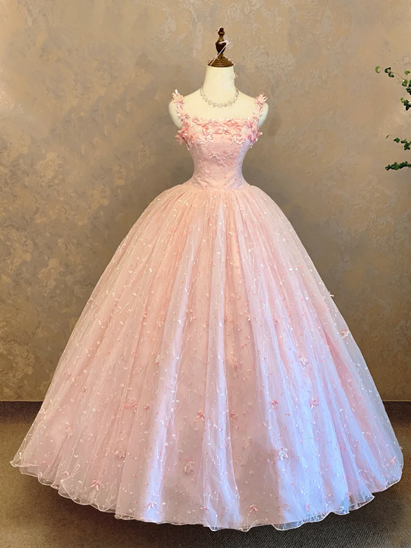 Light pink halter-neck fitted waist puffy princess skirt ball gown/bridal dress R7232