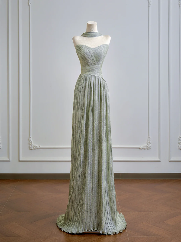 Mint green strapless fitted long ball gown R8153