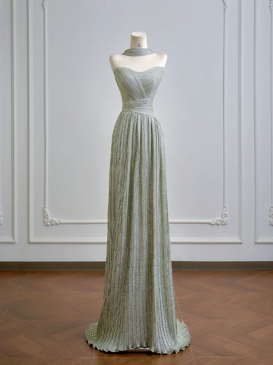 Mint green strapless fitted long ball gown R8153