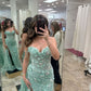 Light green tube top waist beaded lace sexy cute dress, prom dress R5390