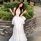 Fairy temperament unique beautiful white sling dress skirt two-piece suit R1730