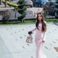 Elegant Pleated Prom Dress with Square Neckline Stunning Pink Long Evening Dresses     S7054