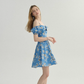 French floral skirt seaside holiday skirt fairy skirt blue short dress R2770