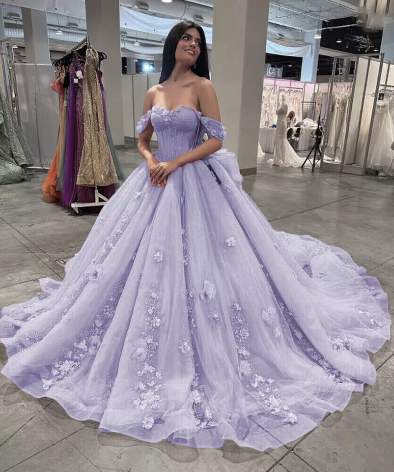 Pink Tulle Quinceanera Dresses for Sweet 16,Off-Shoulder Ball Gowns for Prom S6939