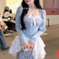Large size French pure desire style sweet spicy cardigan sling puffy cake skirt suit R1845