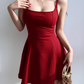 French retro square neck waist elastic slim fit suspender skirt short skirt R2812