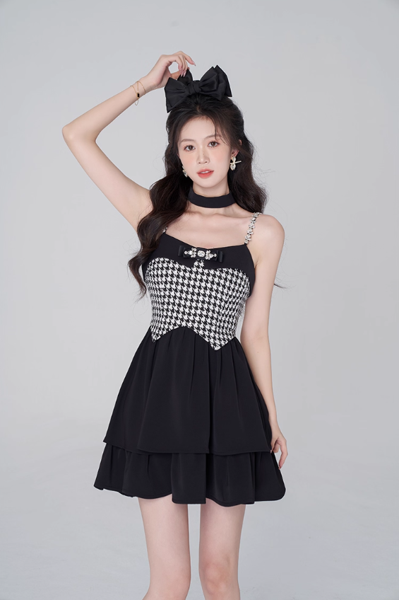 Pure desire little fragrance style suspender dress black sweet princess dress R4143