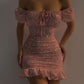 Pink sequined waist slimming hip sexy short skirt homecoming dress R3208