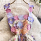 French mesh three-dimensional flower embroidery perspective waist dress suspenders dress short skirt R0323