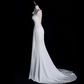 Elegant White Mermaid One-shoulder Satin Floor-length Wedding Dress RS152