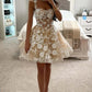 Tea-bottom applique sling herringbone waist princess skirt homecoming dress R3539