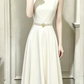 Silky Satin Beaded Bodycon Prom Gown ,  Elegant White Maxi Evening Dress RS1818