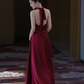 Satin Flowy Bodycon Prom Gown ,  Stunning Burgundy Maxi Evening Dress RS1819