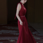 Satin Flowy Bodycon Prom Gown ,  Stunning Burgundy Maxi Evening Dress RS1819