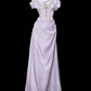 Silky Satin Bodycon Prom Gown ,  Dreamy Lavender Maxi Evening Dress Ball Gown RS1822