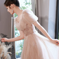 Tulle Glitter Corset Prom Gown ,  Elegant Chamoagne Maxi Princess Evening Dress Ball Gown RS1827
