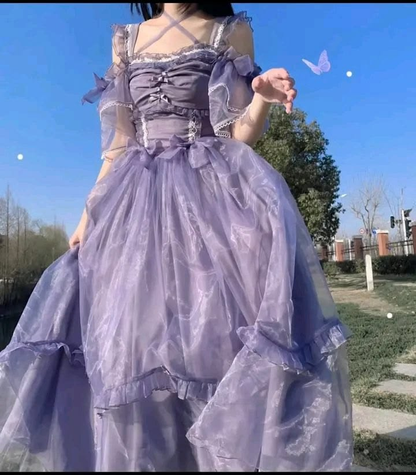 Dreamy Tulle Women's Prom Gown Purple Waist Fitted Maxi Evening Dress Birthday Dress — Fall Outfit 2026 New RS3230