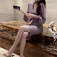 Large size French elegant intellectual temperament ribbon shirt hip skirt purple suit R1851