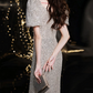 Sequins Glitter Bodycon Prom Gown ,  Stunning Sliver Maxi Evening Dress Ball Gown RS1835