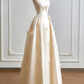 Satin Bow Decor Bodycon Prom Gown ,  Cute Ivory Maxi Princess Evening Dress Ball Gown RS1836