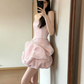 Puffy Satin Pleated Corset Homecoming Dress , Sweet Pink Mini Birthday Dress RS1862