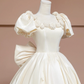 Satin Silky Corset Prom Gown ,  Elegant Ivory Maxi Queen Evening Dress Ball Gown RS1837