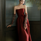Silky Satin Corset Prom Gown ,  Elegant Burgundy Maxi Evening Dress Ball Gown RS1840