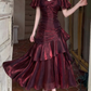 Silky Satin Corset Prom Gown ,  Elegant Burgundy Maxi Evening Dress Ball Gown RS1840