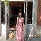 Pink Summer Romantic Lace Floral Suspender Dress Women's Summer French Dress R4822